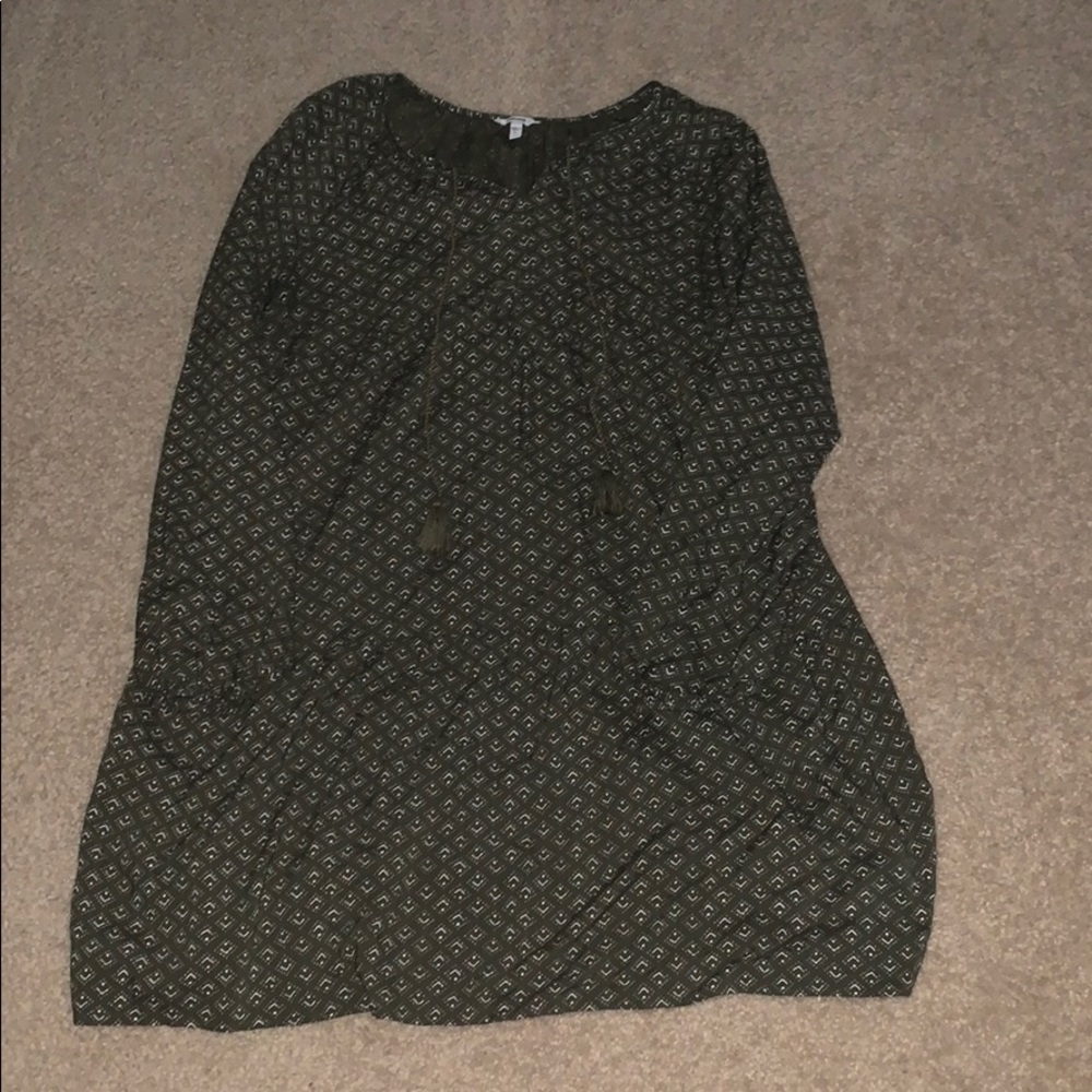 sonoma army green and white long sleeve dress